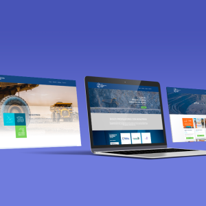 Diseño web corporativo para la industria minera, mostrando pantallas de un sitio web profesional